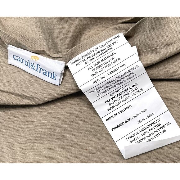 Single C&F HOME 20"x26" Standard Quilted PILLOW SHAM Beige Embroidered NWOT NEW - Picture 3 of 4